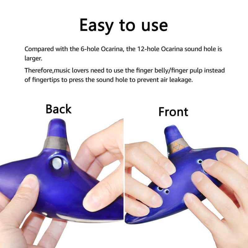 SENHAI Ocarina Instrument with Neck Strap Cord and Song Book, 12 Hole Alto C Ocarinas With Gift Box, Hand-shape Display Stand and Black Protective Bag - Image 4